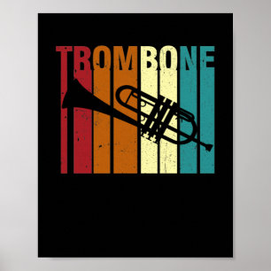 Retro Vintage Trombone Marching Band Trombone Poster