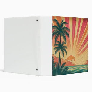 Retro/vintage tropical/Hawaiian sunset  3 Ring Binder