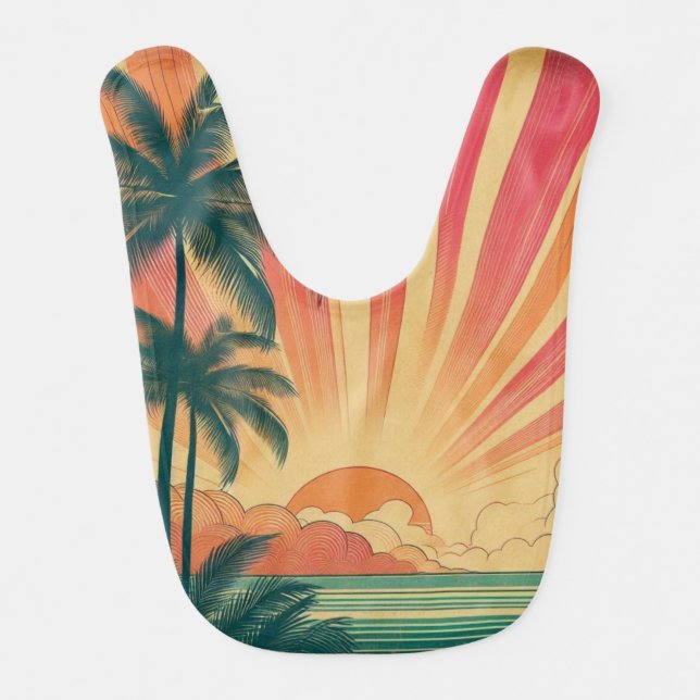 Retro/vintage tropical/Hawaiian sunset  Baby Bib (Front)