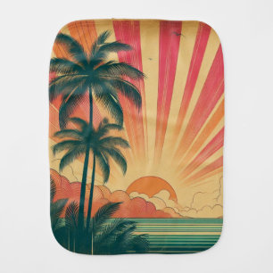 Retro/vintage tropical/Hawaiian sunset Baby Burp Cloth