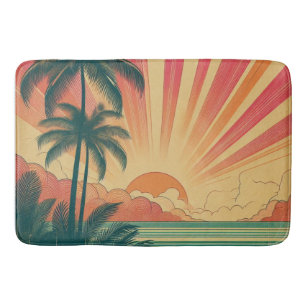 Retro/vintage tropical/Hawaiian sunset Bath Mat