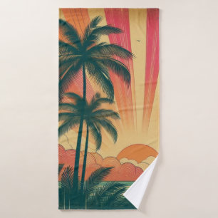 Retro/vintage tropical/Hawaiian sunset Bath Towel