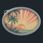 Retro/vintage tropical/Hawaiian sunset Belt Buckle<br><div class="desc">.</div>
