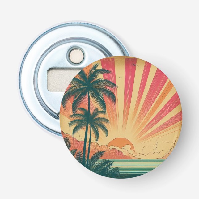 Retro/vintage tropical/Hawaiian sunset  Bottle Opener (Front)