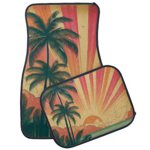 Retro/vintage tropical/Hawaiian sunset  Car Floor Mat