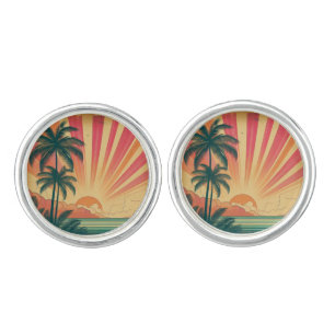 Retro/vintage tropical/Hawaiian sunset  Cufflinks