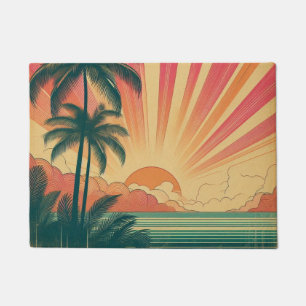 Retro/vintage tropical/Hawaiian sunset  Doormat