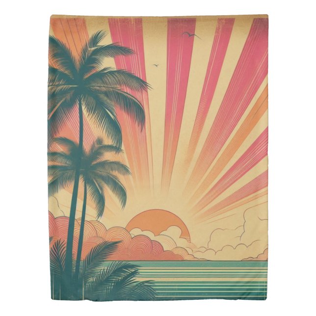 Retro/vintage tropical/Hawaiian sunset  Duvet Cover (Front)