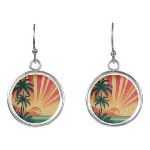 Retro/vintage tropical/Hawaiian sunset  Earrings