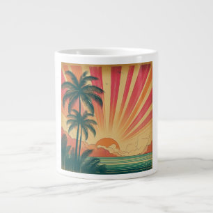 Retro/vintage tropical/Hawaiian sunset  Giant Coffee Mug
