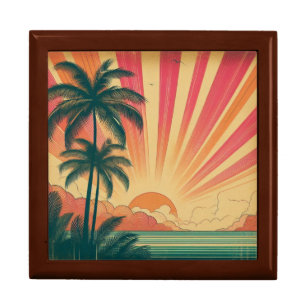 Retro/vintage tropical/Hawaiian sunset Gift Box