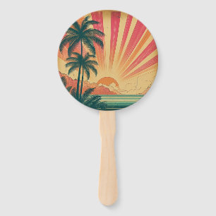 Retro/vintage tropical/Hawaiian sunset Hand Fan