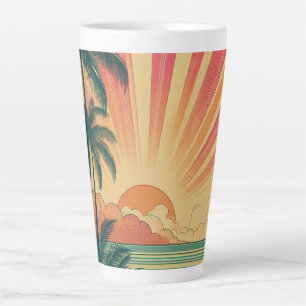 Retro/vintage tropical/Hawaiian sunset Latte Mug