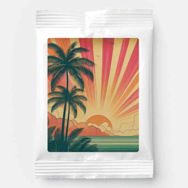 Retro/vintage tropical/Hawaiian sunset  Lemonade Drink Mix (Front)