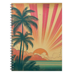 Retro/vintage tropical/Hawaiian sunset Notebook