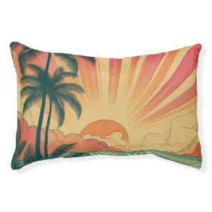 Retro/vintage tropical/Hawaiian sunset Pet Bed