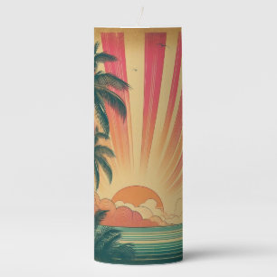 Retro/vintage tropical/Hawaiian sunset Pillar Candle