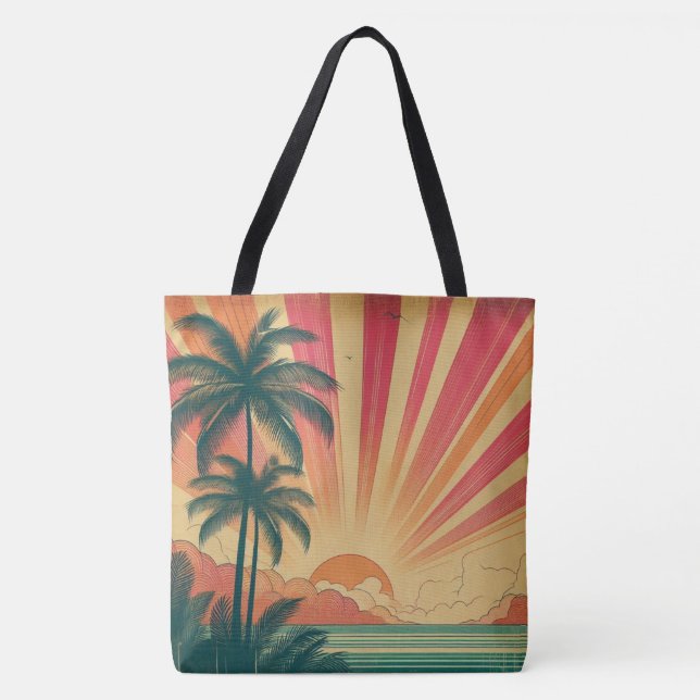 Retro/vintage tropical/Hawaiian sunset  Tote Bag (Front)