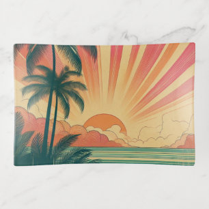 Retro/vintage tropical/Hawaiian sunset Trinket Tray