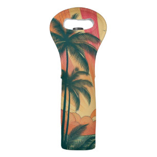 Retro/vintage tropical/Hawaiian sunset Wine Bag