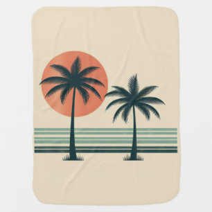 Retro/vintage tropical palms tree baby blanket