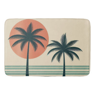 Retro/vintage tropical palms tree bath mat