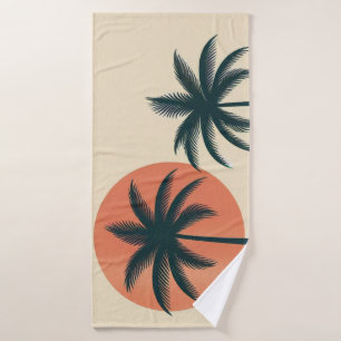 Retro/vintage tropical palms tree bath towel