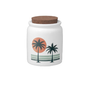 Retro/vintage tropical palms tree candy jar