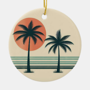 Retro/vintage tropical palms tree ceramic ornament