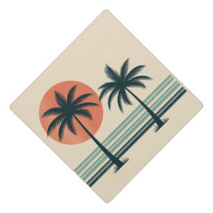 Retro/vintage tropical palms tree graduation cap topper
