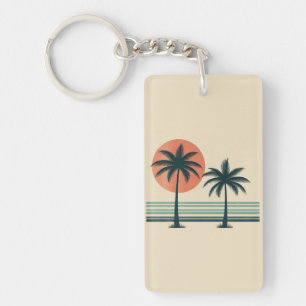 Retro/vintage tropical palms tree keychain