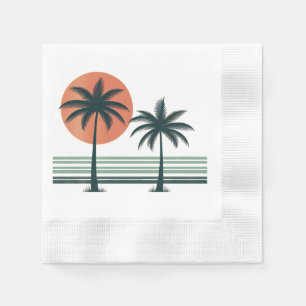 Retro/vintage tropical palms tree napkins