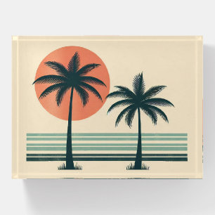 Retro/vintage tropical palms tree paperweight