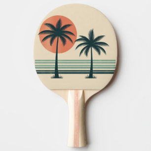 Retro/vintage tropical palms tree ping pong paddle