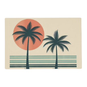 Retro/vintage tropical palms tree placemat