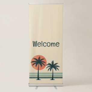 Retro/vintage tropical palms tree retractable banner