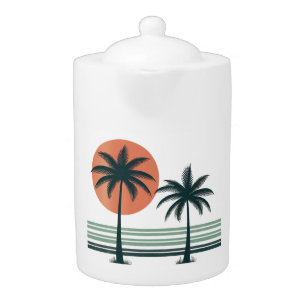 Retro/vintage tropical palms tree teapot