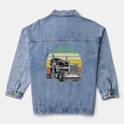 Retro Vintage Trucker Big Rig Semi_Trailer Truck D Denim Jacket