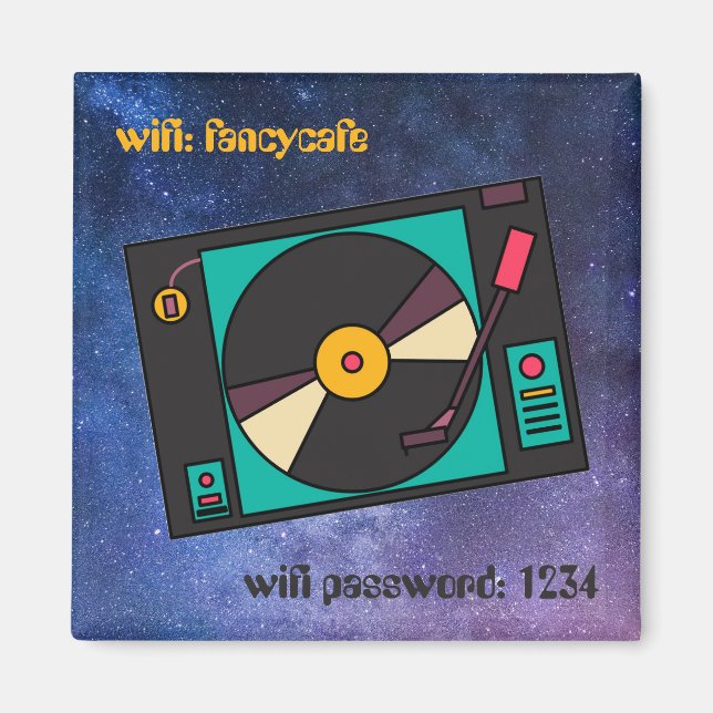 Retro Vintage Turntable custom text Magnet (Front)