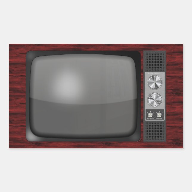 Retro Vintage TV Set Rectangular Sticker (Front)