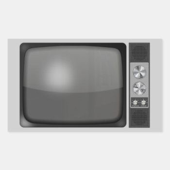 Retro Vintage Tv Set Rectangular Sticker by packratgraphics at Zazzle