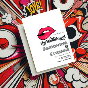 Retro Vintage Typography Pop Art Wedding Invitation