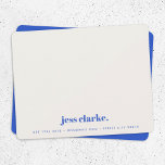 Retro Vintage Typography Royal Blue Stylish Trendy Note Card<br><div class="desc">A retro vintage monogram notecard design featuring a retro typography which can easily be personalized with your name and contact details to create a unique custom stationery design! The design features an aged style classic ivory cream background along with a royal imperial blue typeface with a complementary background on the...</div>