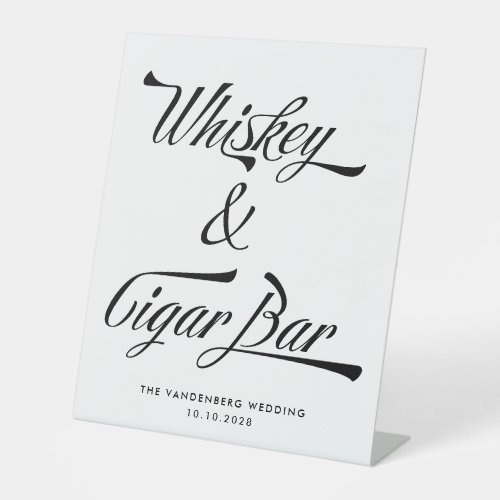 Retro Vintage Typography Whiskey Cigar Bar Wedding Pedestal Sign