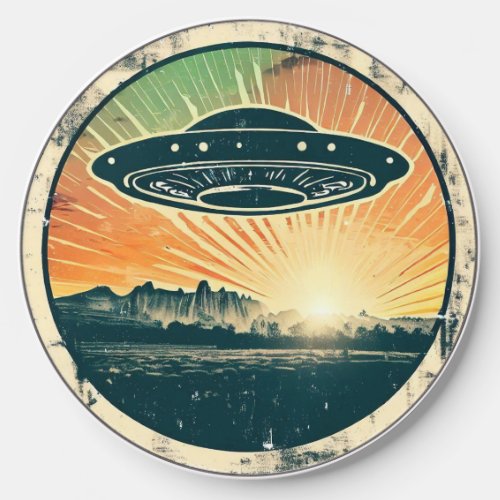 Retro Vintage UFO in Sunset Wireless Charger