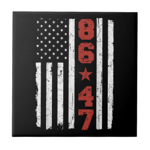 Retro Vintage USA Flag 86 47 Anti Trump Ceramic Tile