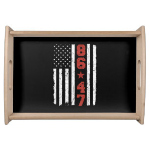 Retro Vintage USA Flag 86 47 Anti Trump Serving Tray