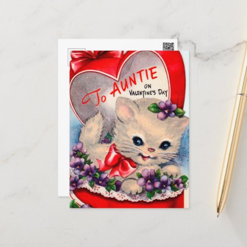 retro vintage Valentine Aunt  Postcard