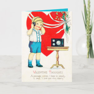 retro vintage Valentine boy add sentiment Holiday Card
