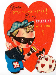 Retro Vintage Valentine boy Holiday postcard